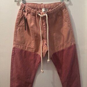 Free People One Teaspoon Envious Shabbies Pink Color Block Tie Waist Jeans NWT